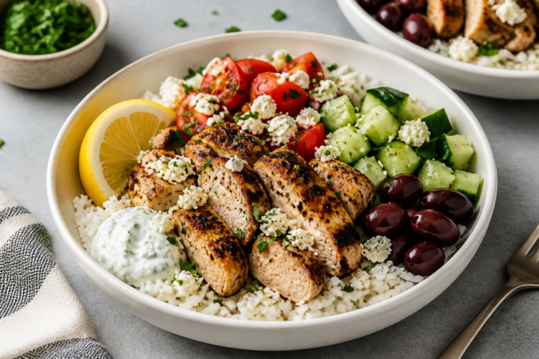 Greek Chicken & Rice Bowls – Fresh, Flavorful, and Weeknight-Friendly