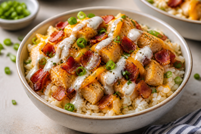 Chicken Bacon Ranch Rice Bowls – Creamy, Crispy, and Comforting