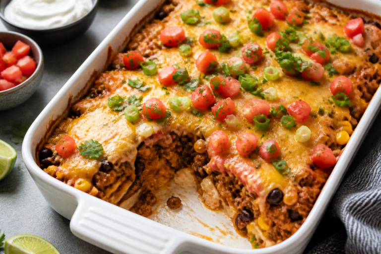 Easy Ground Beef Taco Bake – A Cozy, Crowd-Pleasing Weeknight Dinner