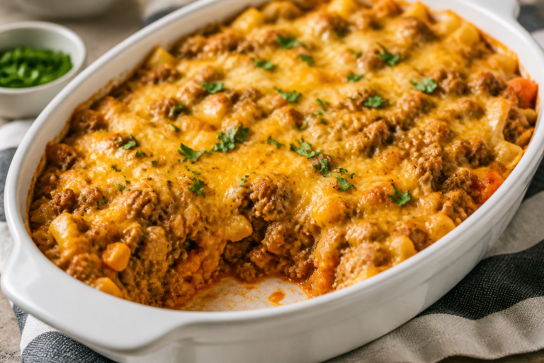 High Protein Hamburger Casserole – A Comforting, Weeknight-Friendly Bake