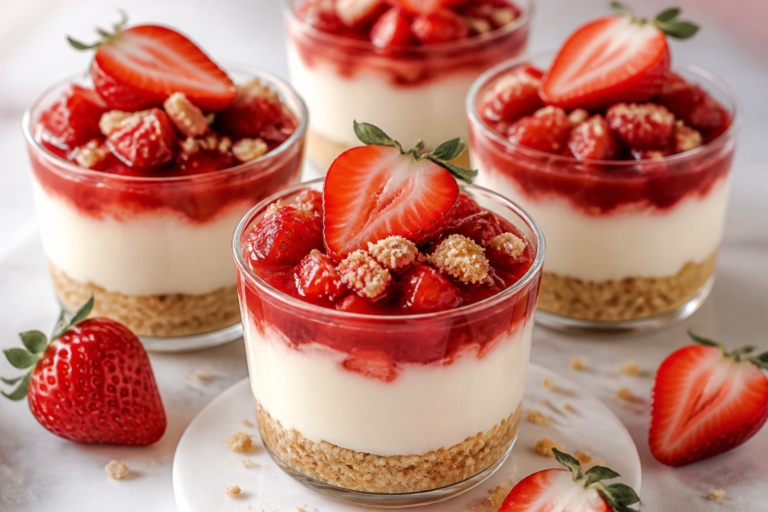 High Protein Strawberry Cheesecake Cups – Creamy, Easy, and Satisfying