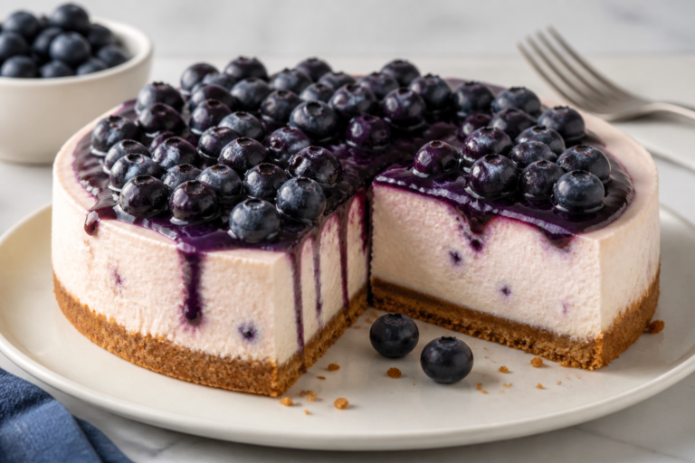 High Protein Blueberry Cheesecake – Creamy, Light, and Satisfying