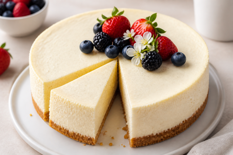 High Protein Vanilla Bean Cheesecake – Creamy, Light, and Satisfying