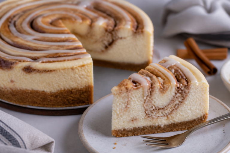 High Protein Cinnamon Roll Cheesecake – Creamy, Cozy, and Better for You
