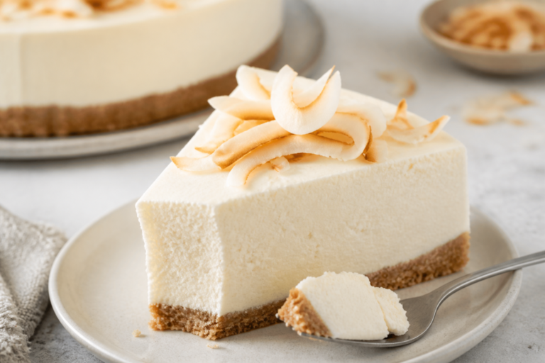High Protein Coconut Cream Cheesecake – Creamy, Light, and Satisfying