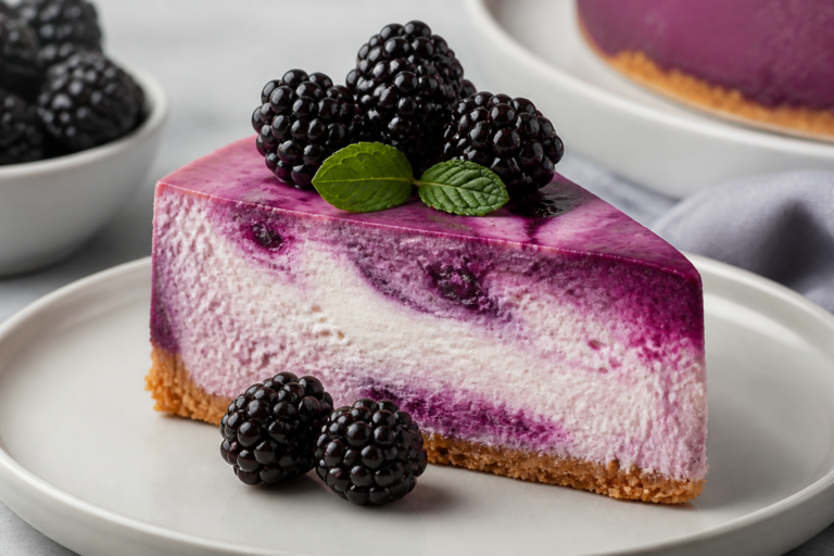 High Protein Blackberry Cheesecake – Creamy, Bright, and Surprisingly Light