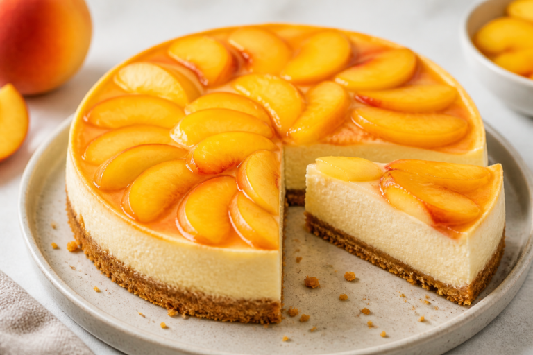 High Protein Peach Cheesecake – Creamy, Light, and Satisfying
