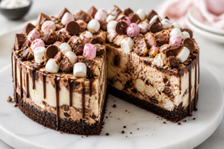 High Protein Rocky Road Cheesecake – A Lighter Take on a Crowd Favorite