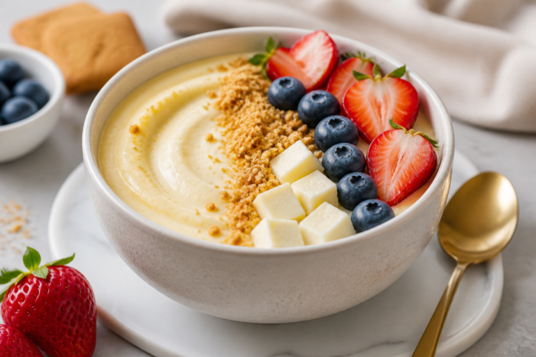 High Protein Cheesecake Smoothie Bowl – Creamy, Satisfying, and Easy