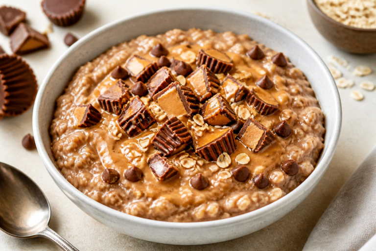 Peanut Butter Cup High Protein Oatmeal – A Cozy, Chocolatey Breakfast Upgrade