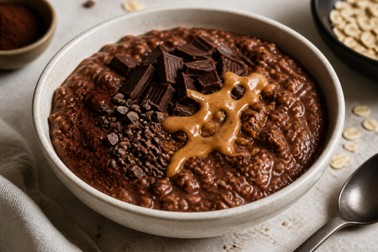 Double Chocolate Protein Oatmeal – A Cozy, High-Protein Breakfast You’ll Crave