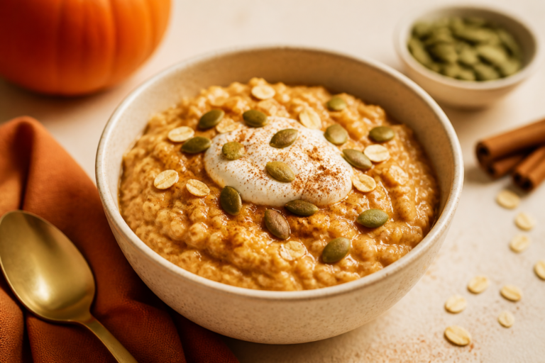 Pumpkin Spice Protein Oatmeal – A Cozy, High-Protein Breakfast
