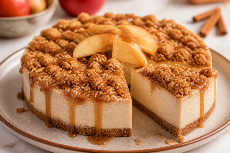 Apple Crumble Protein Cheesecake – A Cozy, High-Protein Dessert
