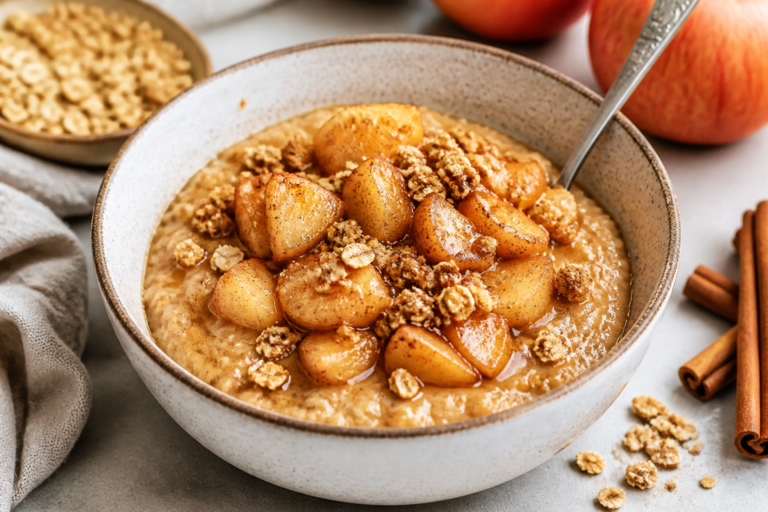 Cinnamon Apple Crumble Protein Oatmeal – Cozy, Filling, and Packed With Protein
