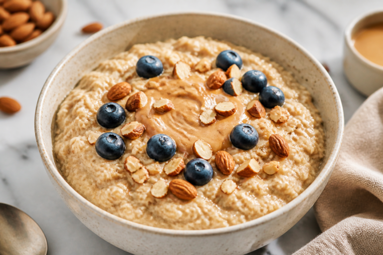 Almond Butter Protein Oatmeal – A Cozy, High-Protein Breakfast Bowl