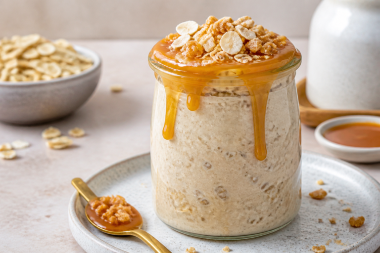 Salted Caramel High Protein Overnight Oats – A Creamy, Make-Ahead Breakfast