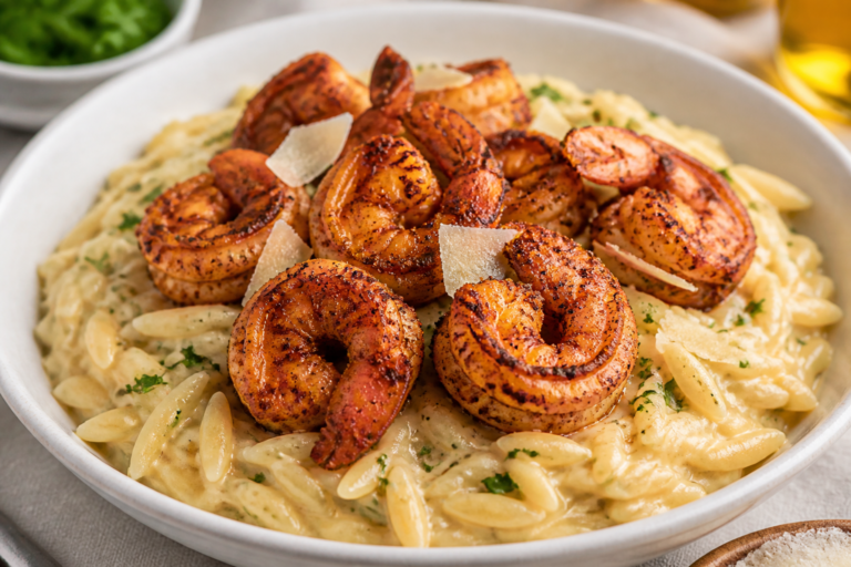 Blackened Shrimp with Creamy Parmesan Orzo – A Fast, Flavor-Packed Dinner