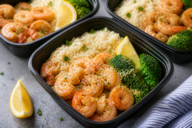 Garlic Parmesan Shrimp Meal Prep Bowls – Simple, Flavor-Packed Lunches