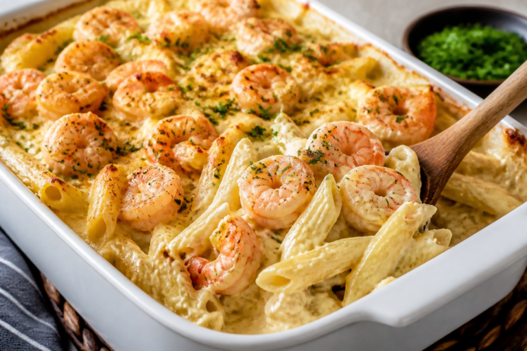 High Protein Shrimp Alfredo Bake – Creamy, Comforting, and Weeknight-Friendly