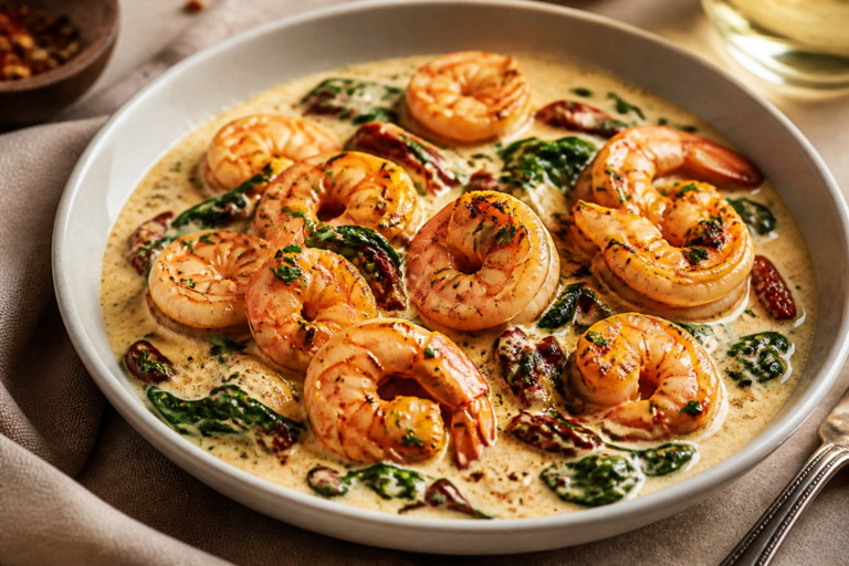 Creamy Tuscan Shrimp High Protein Dinner – Comforting, Fast, and Satisfying