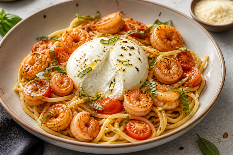 High Protein Shrimp Burrata Pasta – Creamy, Satisfying, and Weeknight-Friendly