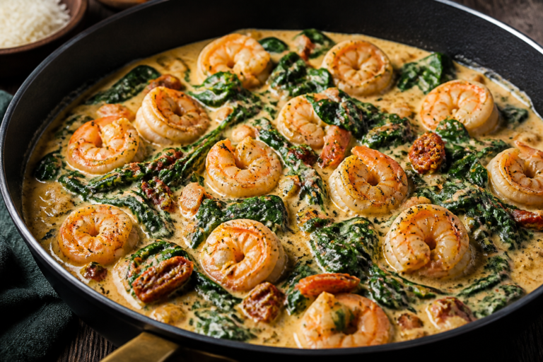 Creamy Shrimp & Spinach Protein Skillet – Fast, Flavorful, and Satisfying