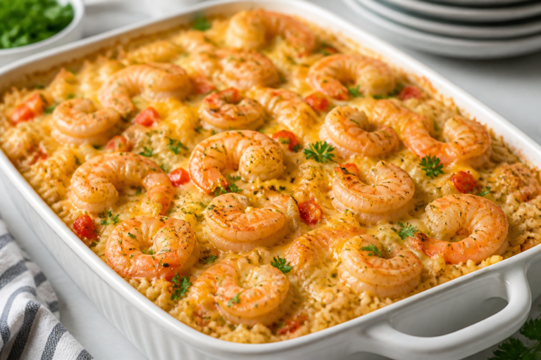 High Protein Shrimp & Rice Casserole – Cozy, Easy, and Satisfying