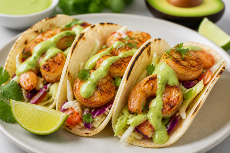 High Protein Shrimp Tacos With Avocado Sauce – Fast, Fresh, and Satisfying