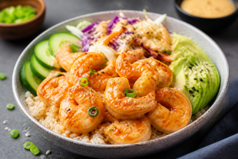 Spicy Bang Bang Shrimp Protein Bowls – A Fast, Flavor-Packed Meal
