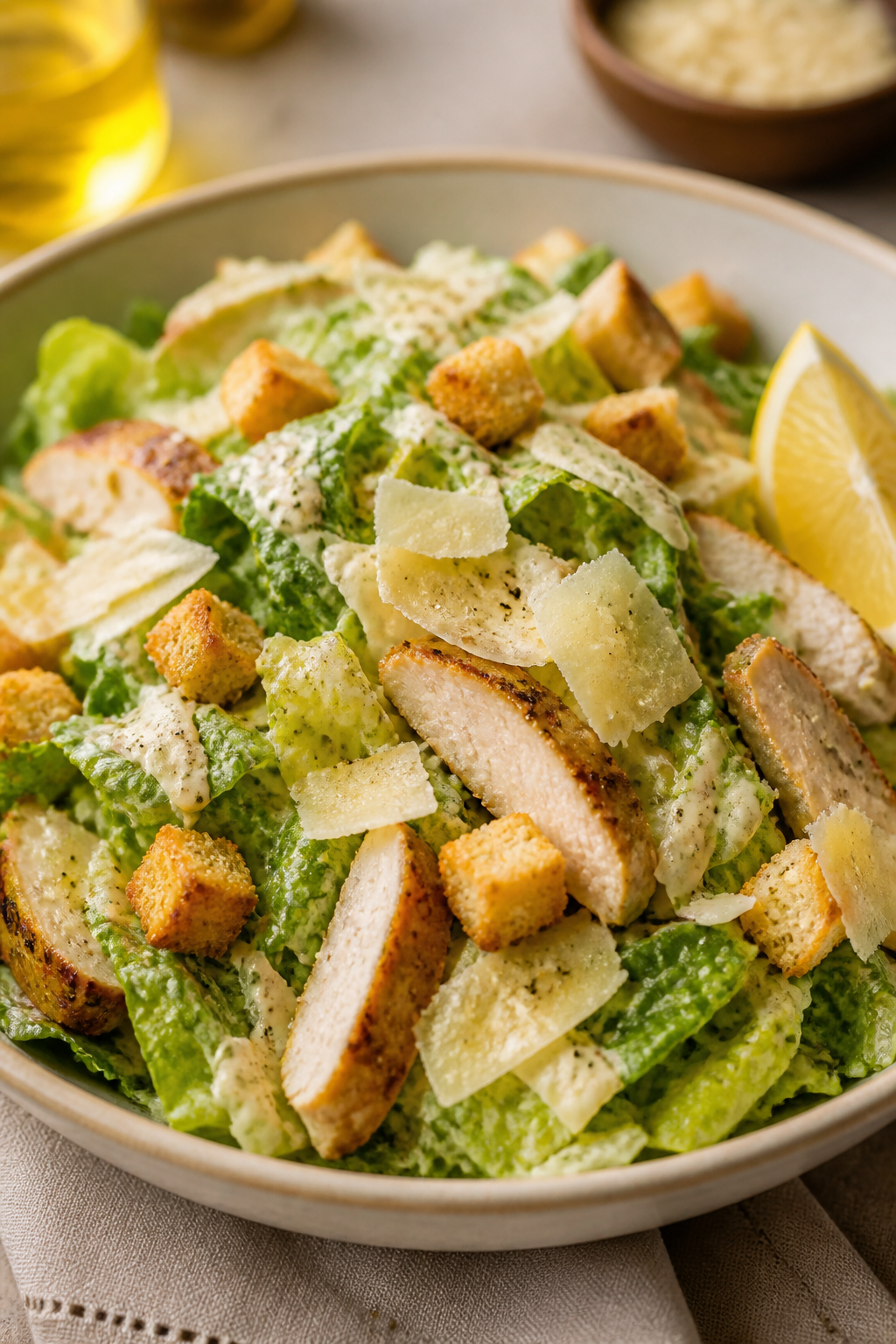 Final dish beauty — Served and dressed: Close-up of the finished Parmesan Chicken Caesar Salad Wra