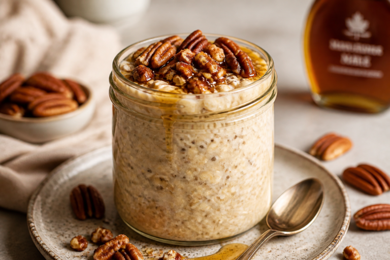 Maple Pecan High Protein Overnight Oats – A Cozy, Make-Ahead Breakfast