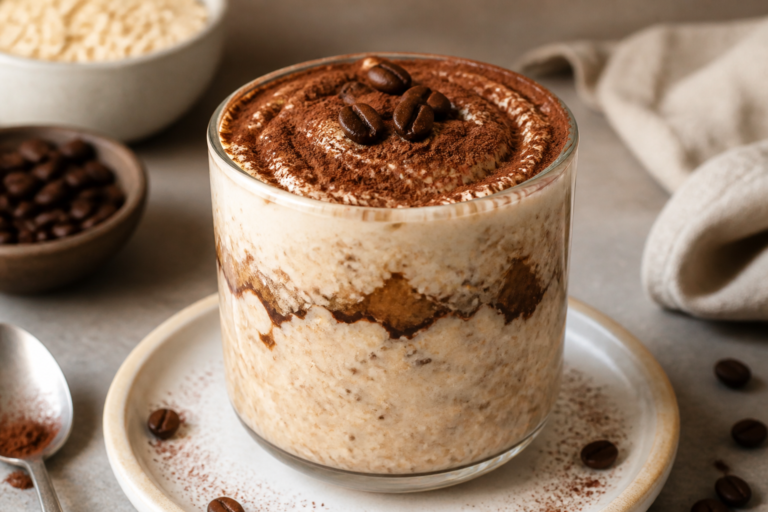 Protein-Packed Tiramisu Overnight Oats – A Creamy, Energizing Breakfast