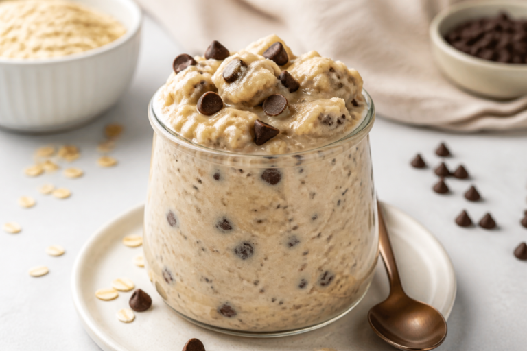 Chocolate Chip Cookie Dough Overnight Oats – A Cozy, No-Cook Breakfast Treat