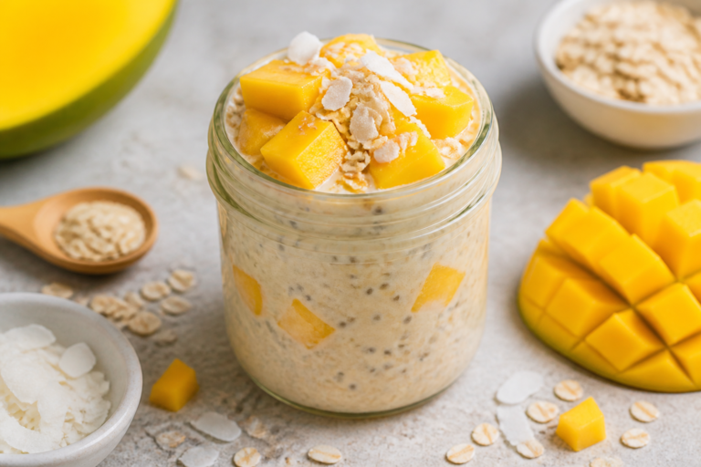 Mango Coconut Protein Overnight Oats – A Bright, Creamy Make-Ahead Breakfast