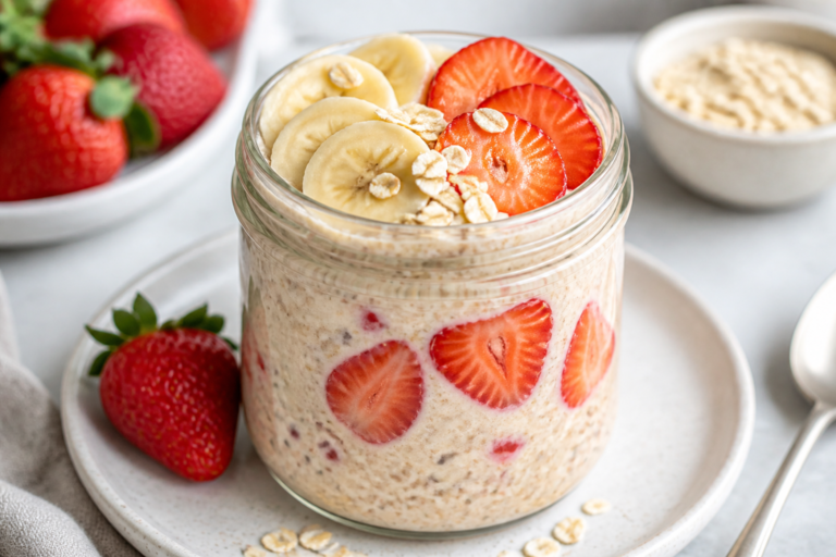 Strawberry Banana Protein Overnight Oats – A Creamy, Make-Ahead Breakfast