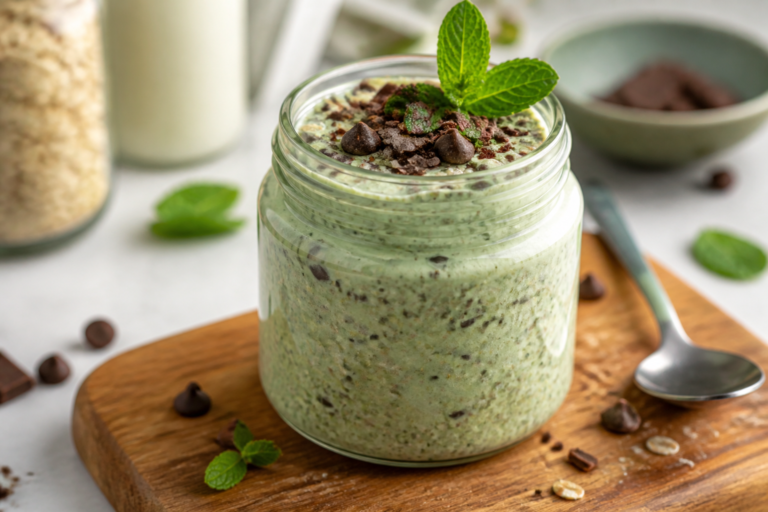 Mint Chocolate Chip Protein Overnight Oats – Cool, Creamy, and Satisfying