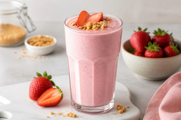 Strawberry Cheesecake Protein Smoothie – Creamy, Sweet, and Satisfying