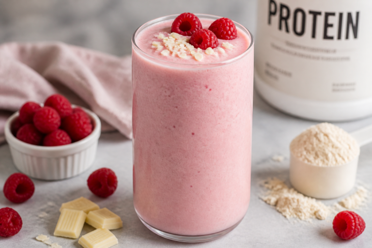 Raspberry White Chocolate Protein Shake – Creamy, Bright, and Satisfying