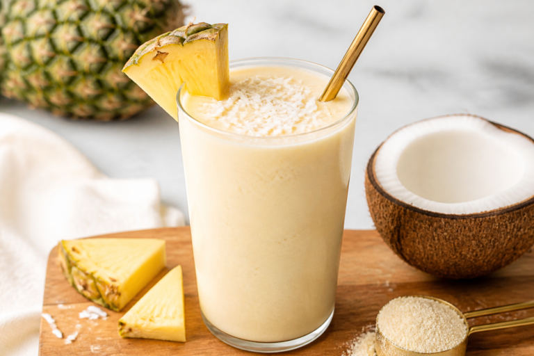 Pineapple Coconut Protein Smoothie – Bright, Creamy, and Filling