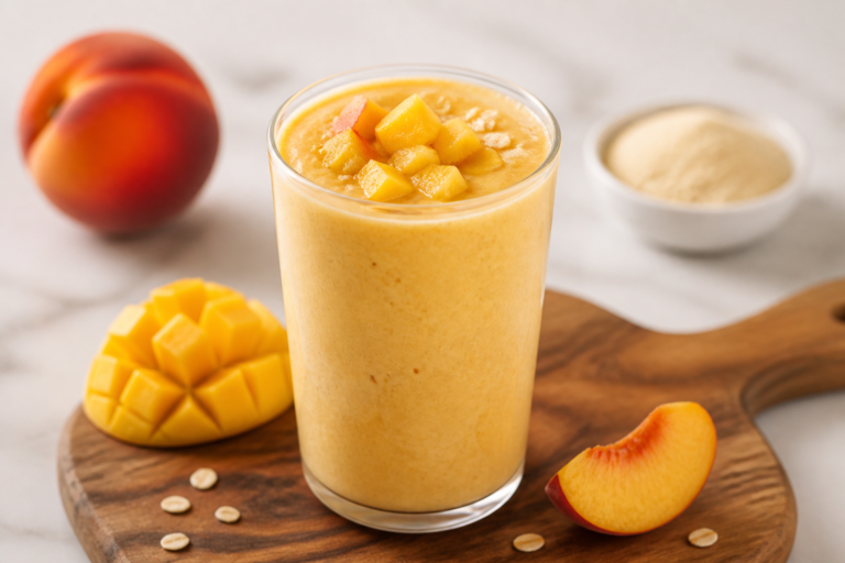 Mango Peach Protein Shake – A Bright, Creamy Boost You Can Blend in Minutes