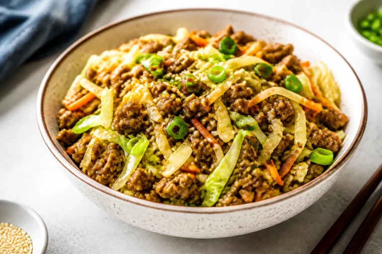 Ground Beef Egg Roll in a Bowl – A Fast, Flavor-Packed Skillet Meal