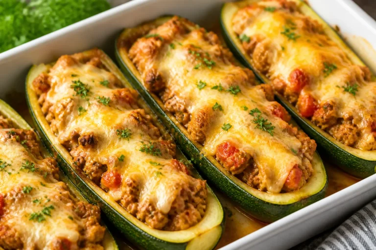 Cheesy Ground Turkey Zucchini Boats – A Cozy, Crowd-Pleasing Dinner