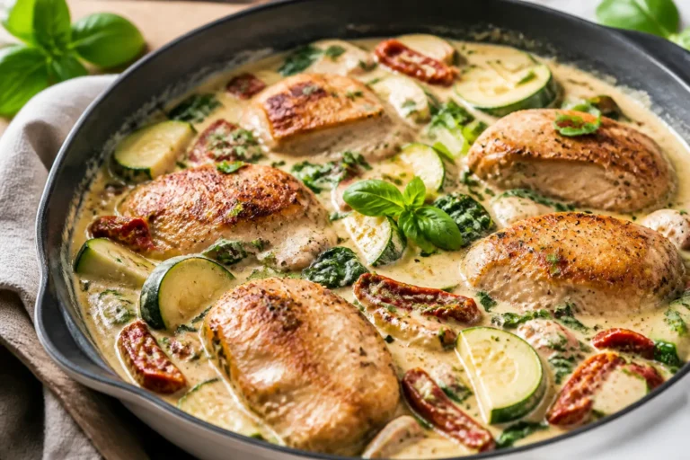 Creamy Tuscan Chicken Zucchini Skillet – A Cozy One-Pan Dinner