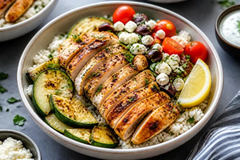 Greek Chicken Zucchini Rice Bowls – Fresh, Bright, and Easy