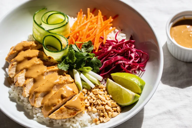 Thai Peanut Chicken Rice Bowl That Slaps Every Time