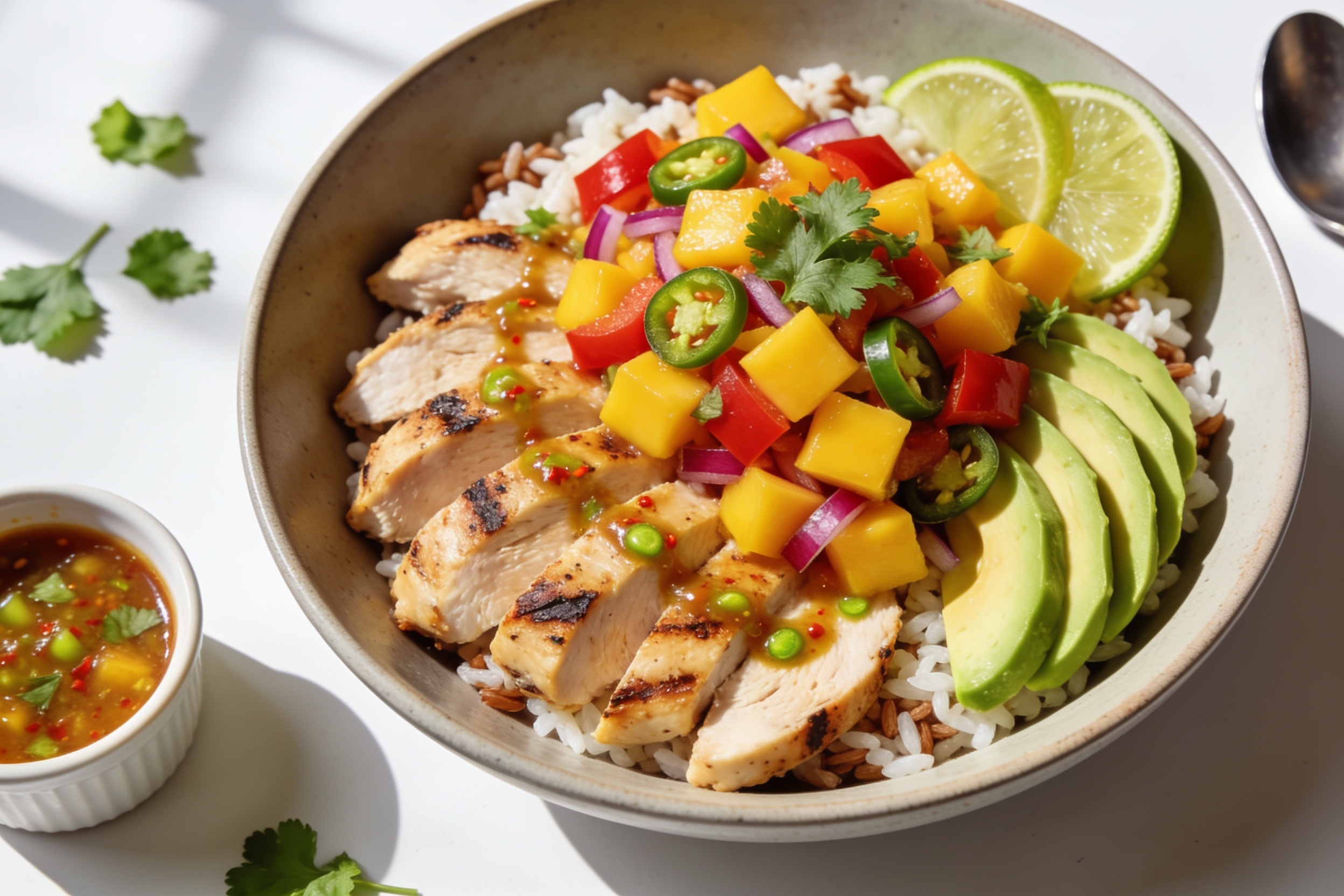 Mango Salsa Chicken Rice Bowl That Slaps Every Time