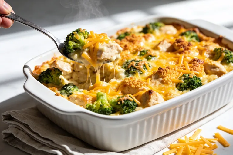 High Protein Chicken Broccoli Cheddar Casserole That Slaps