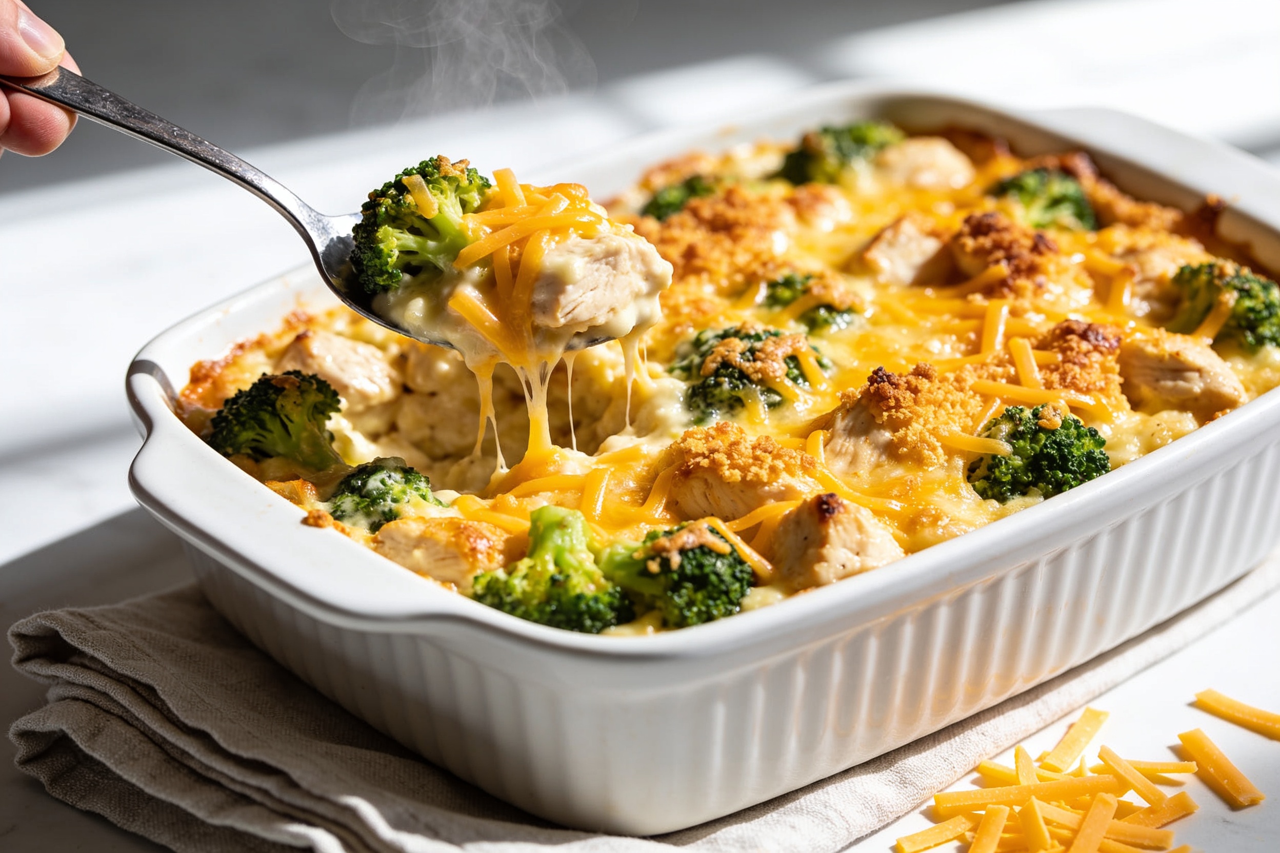 High Protein Chicken Broccoli Cheddar Casserole That Slaps