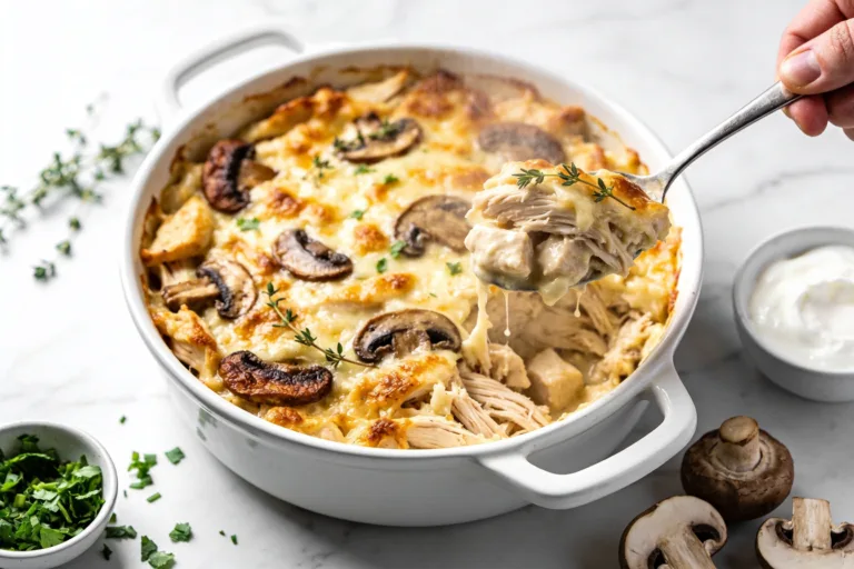 High Protein Chicken Mushroom Casserole That Actually Slaps