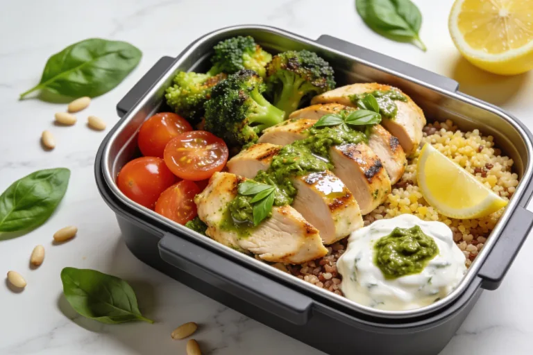 High Protein Pesto Chicken Meal Prep